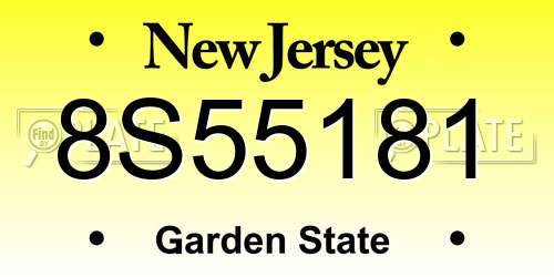 8S55181 New Jersey License Plate