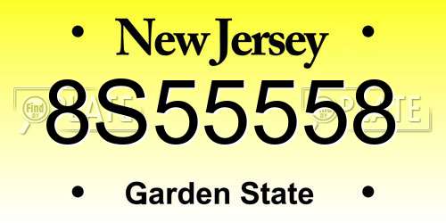 8S55558 New Jersey License Plate