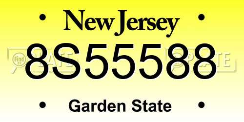 8S55588 New Jersey License Plate