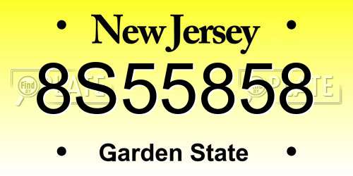 8S55858 New Jersey License Plate