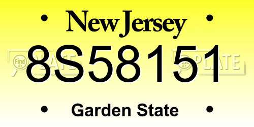 8S58151 New Jersey License Plate