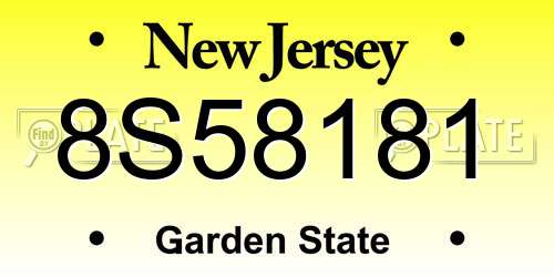 8S58181 New Jersey License Plate