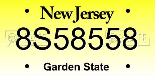 8S58558 New Jersey License Plate