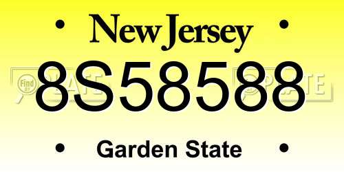 8S58588 New Jersey License Plate