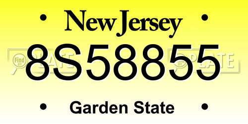 8S58855 New Jersey License Plate