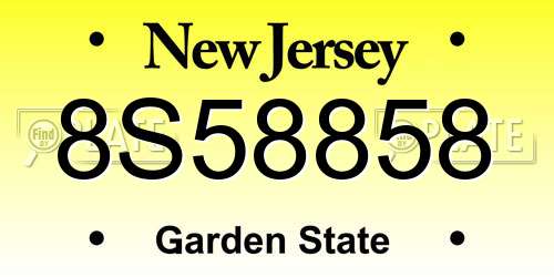 8S58858 New Jersey License Plate