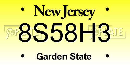 8S58H3 New Jersey License Plate