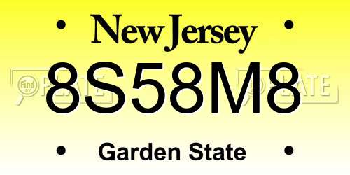 8S58M8 New Jersey License Plate