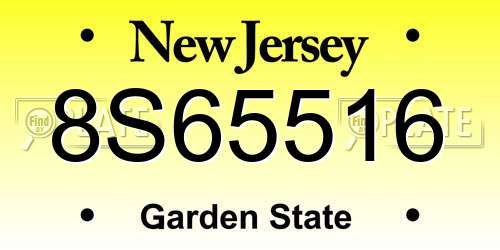 8S65516 New Jersey License Plate
