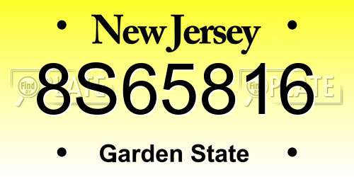8S65816 New Jersey License Plate