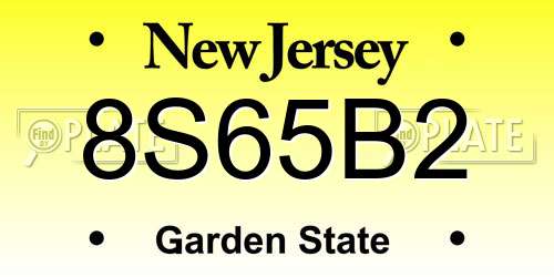 8S65B2 New Jersey License Plate