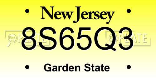 8S65Q3 New Jersey License Plate