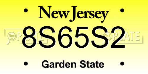 8S65S2 New Jersey License Plate