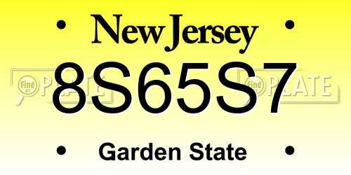 8S65S7 New Jersey License Plate