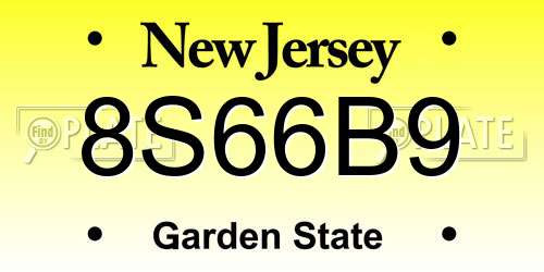 8S66B9 New Jersey License Plate
