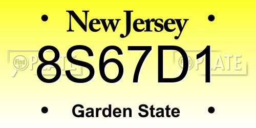 8S67D1 New Jersey License Plate