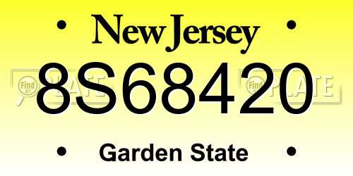 8S68420 New Jersey License Plate