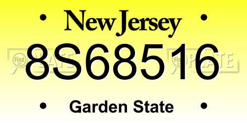 8S68516 New Jersey License Plate