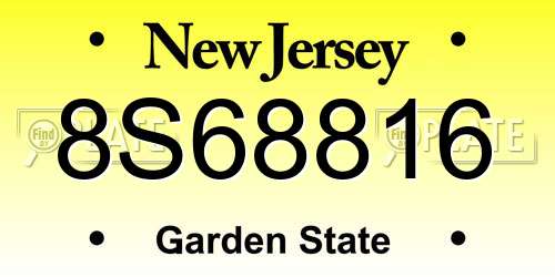 8S68816 New Jersey License Plate