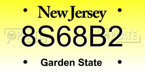 8S68B2 New Jersey License Plate