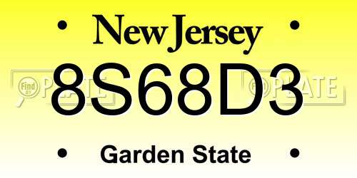 8S68D3 New Jersey License Plate
