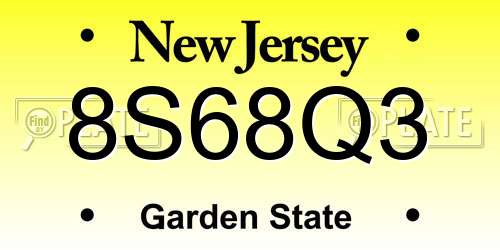 8S68Q3 New Jersey License Plate