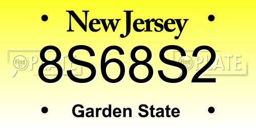 8S68S2 New Jersey License Plate
