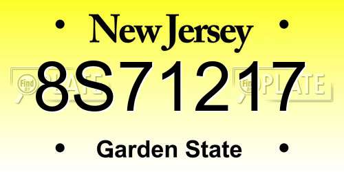 8S71217 New Jersey License Plate