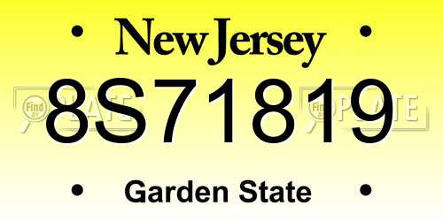 8S71819 New Jersey License Plate