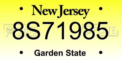 8S71985 New Jersey License Plate
