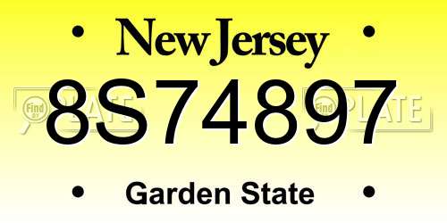 8S74897 New Jersey License Plate