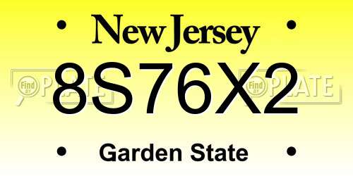 8S76X2 New Jersey License Plate