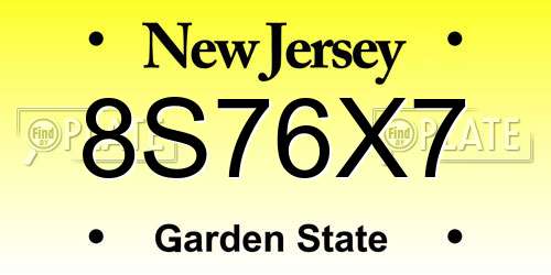 8S76X7 New Jersey License Plate