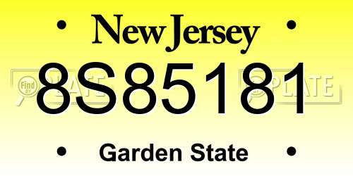 8S85181 New Jersey License Plate