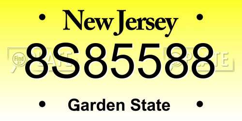 8S85588 New Jersey License Plate