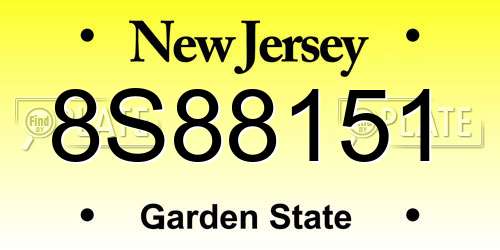 8S88151 New Jersey License Plate