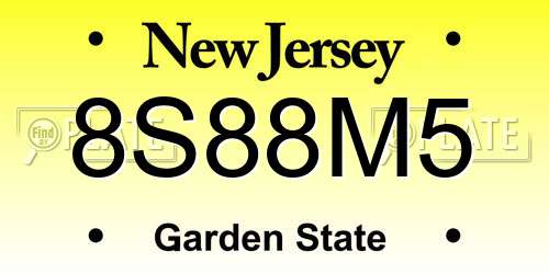 8S88M5 New Jersey License Plate