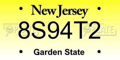 8S94T2 New Jersey License Plate
