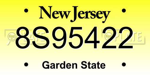 8S95422 New Jersey License Plate