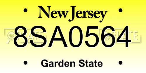 8SA0564 New Jersey License Plate