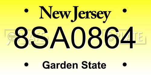 8SA0864 New Jersey License Plate