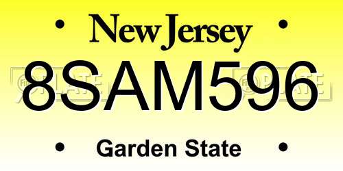 8SAM596 New Jersey License Plate