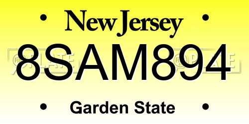8SAM894 New Jersey License Plate