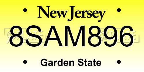 8SAM896 New Jersey License Plate