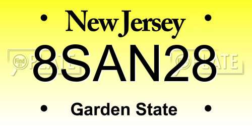 8SAN28 New Jersey License Plate