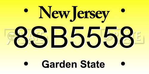 8SB5558 New Jersey License Plate