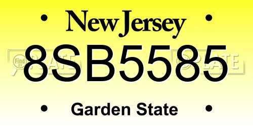 8SB5585 New Jersey License Plate