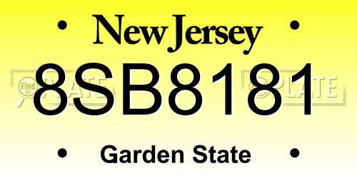 8SB8181 New Jersey License Plate