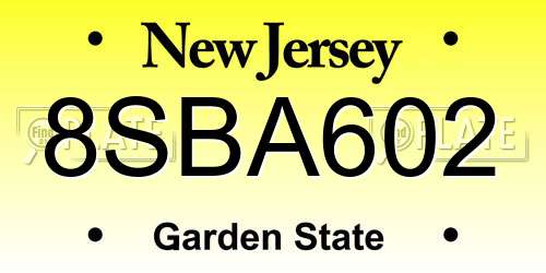 8SBA602 New Jersey License Plate