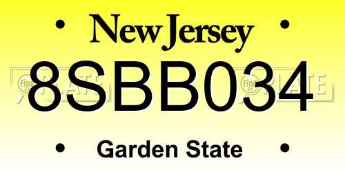 8SBB034 New Jersey License Plate